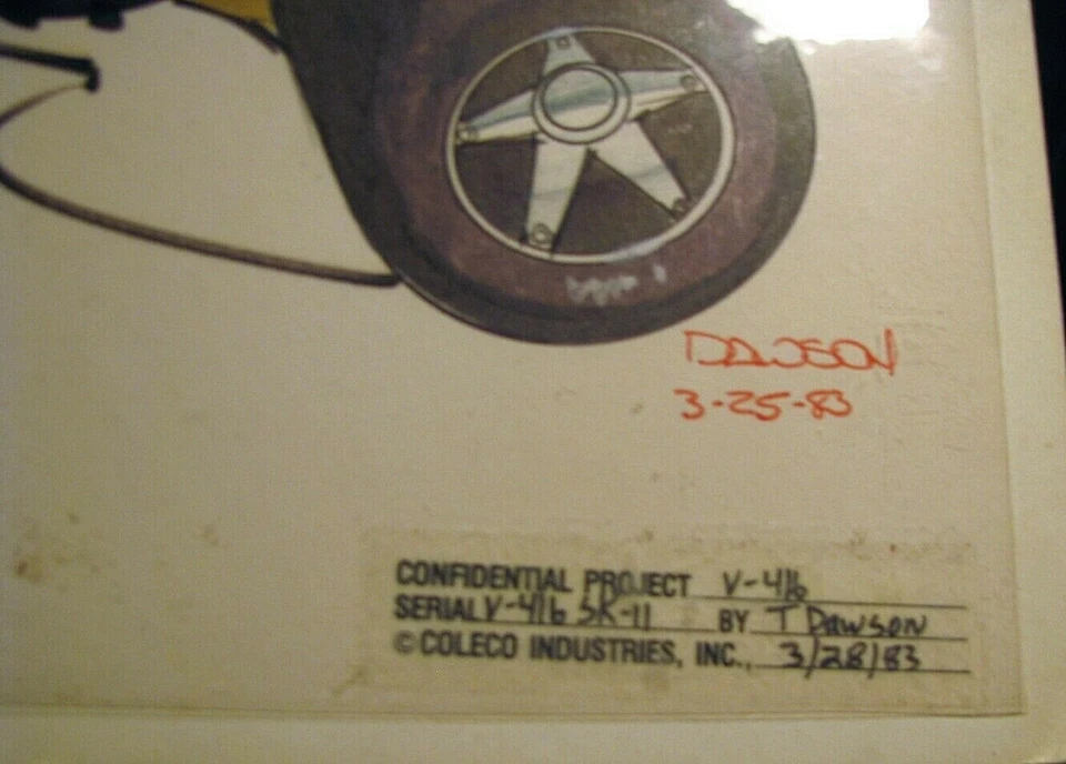 RARO 1983 Concept Art Coleco Power Big Wheel Ranger Juguete Proyecto Diseñador Dawson Foto 3 de 4