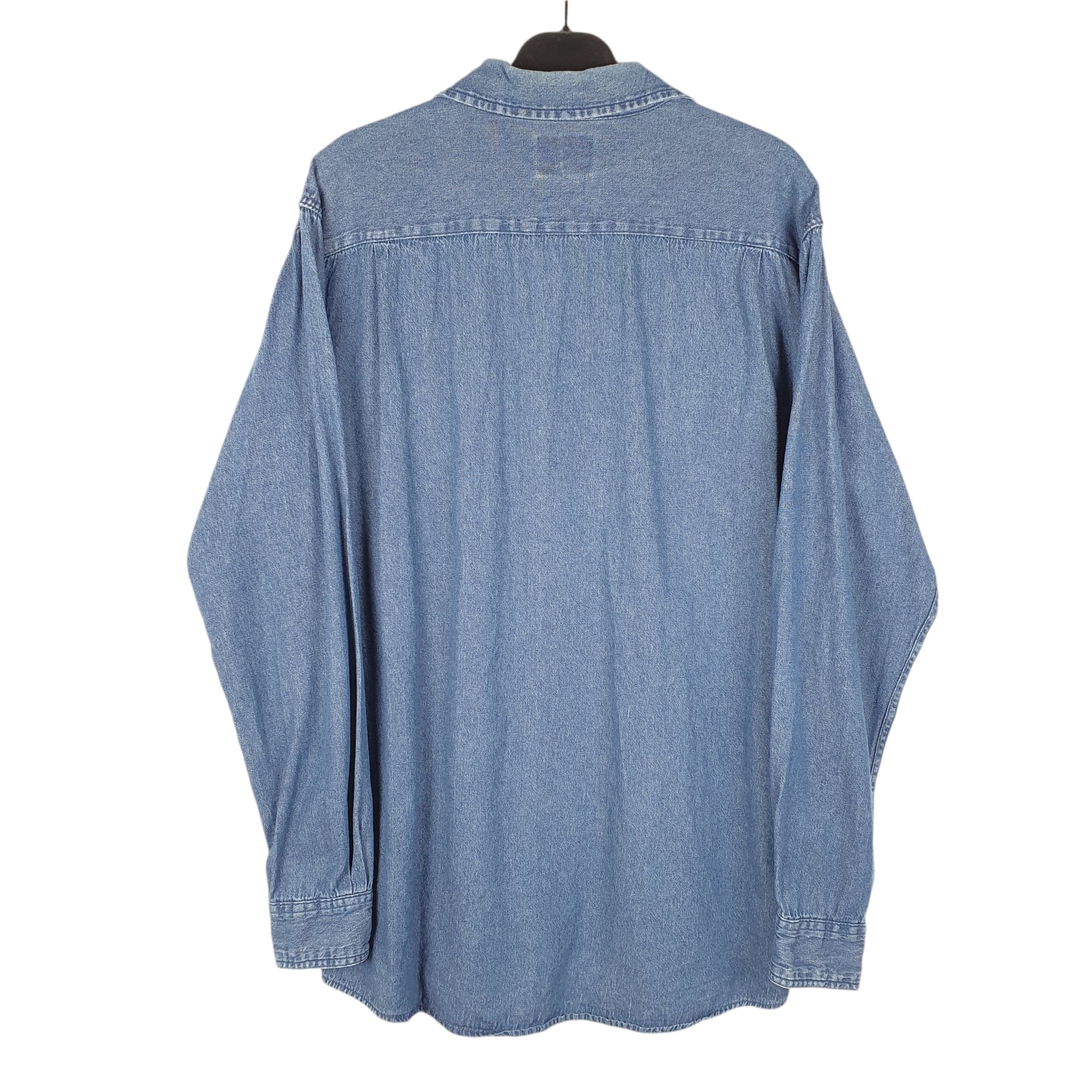 WRANGLER Blue Shirt Denim Jeans Chambray Work Long Sleeve Casual Cotton Mens L image 3
