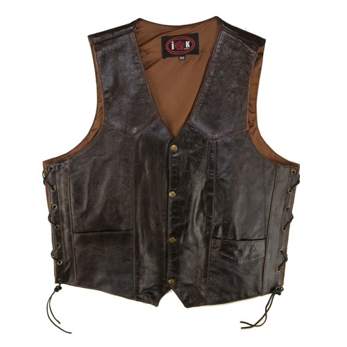 Mens Western Leather Vest Genuine 