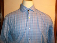 NEW Hugo Boss sz XL MASON SLIM Fit button front shirt blue red plaid