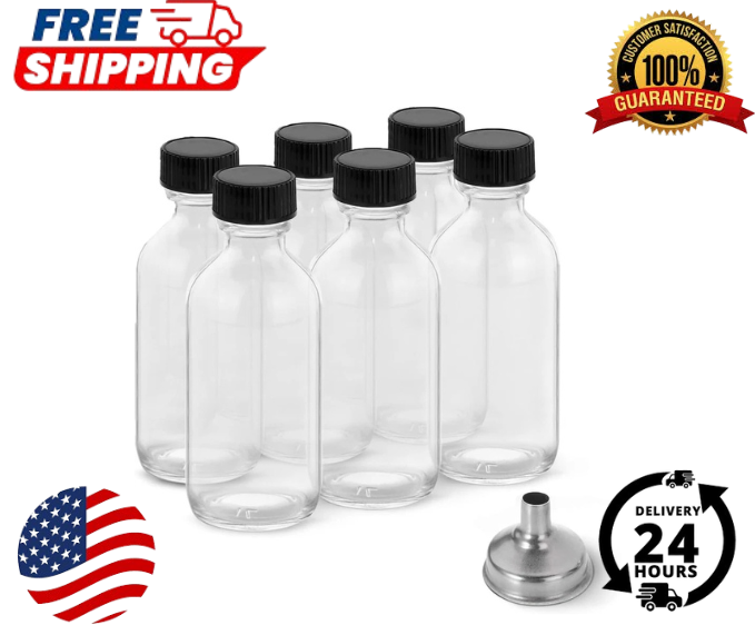 6-Pack 2 oz Glass Jars with Lids for Shots Juices and Wellness 60ml  