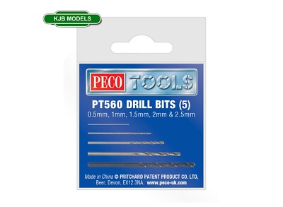 PT560 Box mit 5 Bohrern 0,5 mm 1 mm 1,5 mm 2 mm 2,5 mm Peco Werkzeug - Stiftschraubstock oder Bohrer