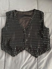 US Kids Boys Girls Sequins Waistcoat V neckline Hip-Hop Jazz Dance Performance