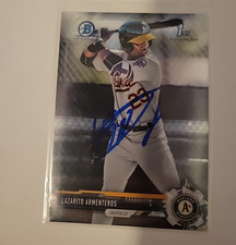 Lazaro Armenteros Signed 2017 Bowman Chrome Baseball Card Athletics BCP25