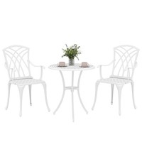 Outsunny 3 PCs Garden Bistro Set Outdoor Garden Furniture Set w/ Umbrella Hole