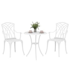 Outsunny 3 PCs Garden Bistro Set Outdoor Garden Furniture Set w/ Umbrella Hole