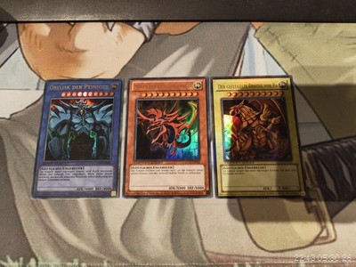 Alle 3 Götterkarten Ultra Rare Holo Obelisk Slifer Und Ra Yugioh Karten Sammlung