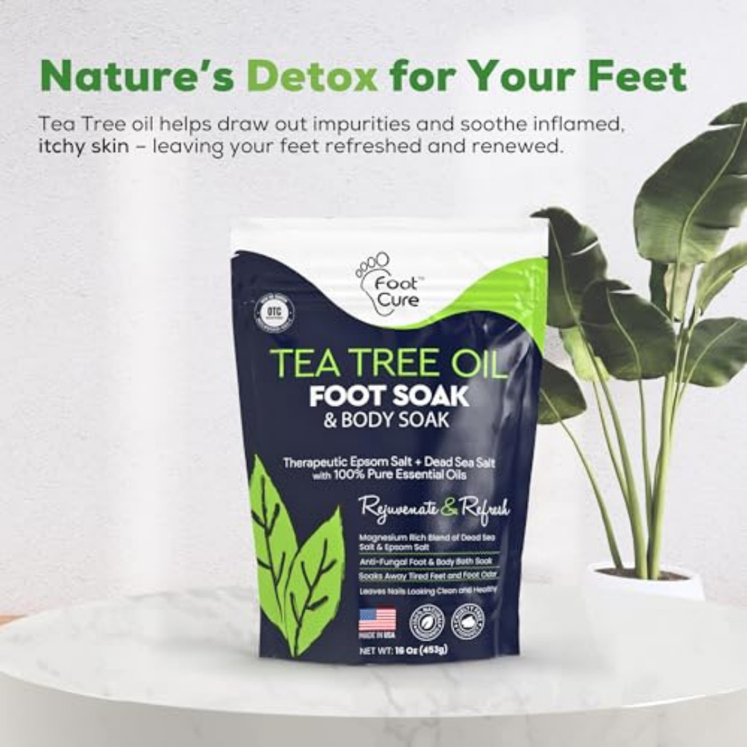 Tea Tree Oil Foot Soak with Epsom Salt - for Toenail Repair, Athletes Foot, Soft