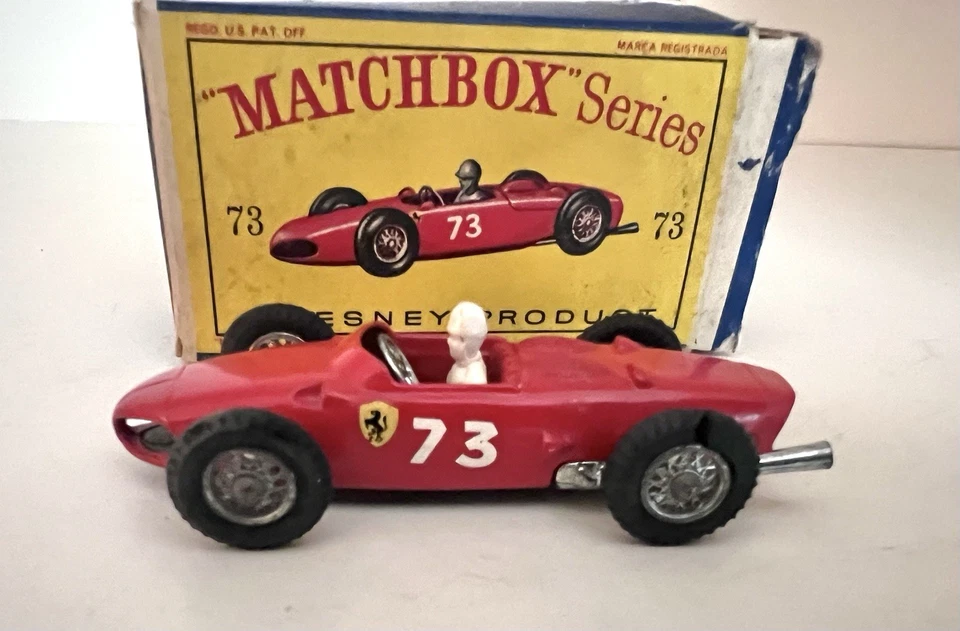 MATCHBOX LESNEY FERRARI RACE CAR -No. 73 A- MINT CAR W/DRIVER- ORIG BOX-MUST SEE - Image 2 of 4