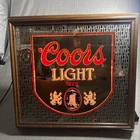 Vintage 1983 22x21” Coors Light Beer Mirror Sign Lighted Mountains