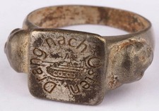 WW 2 GERMAN DRANG NACH OSTEN DRIVE TO EAST SILVER-PLATED BRONZE TIGER TANK RING