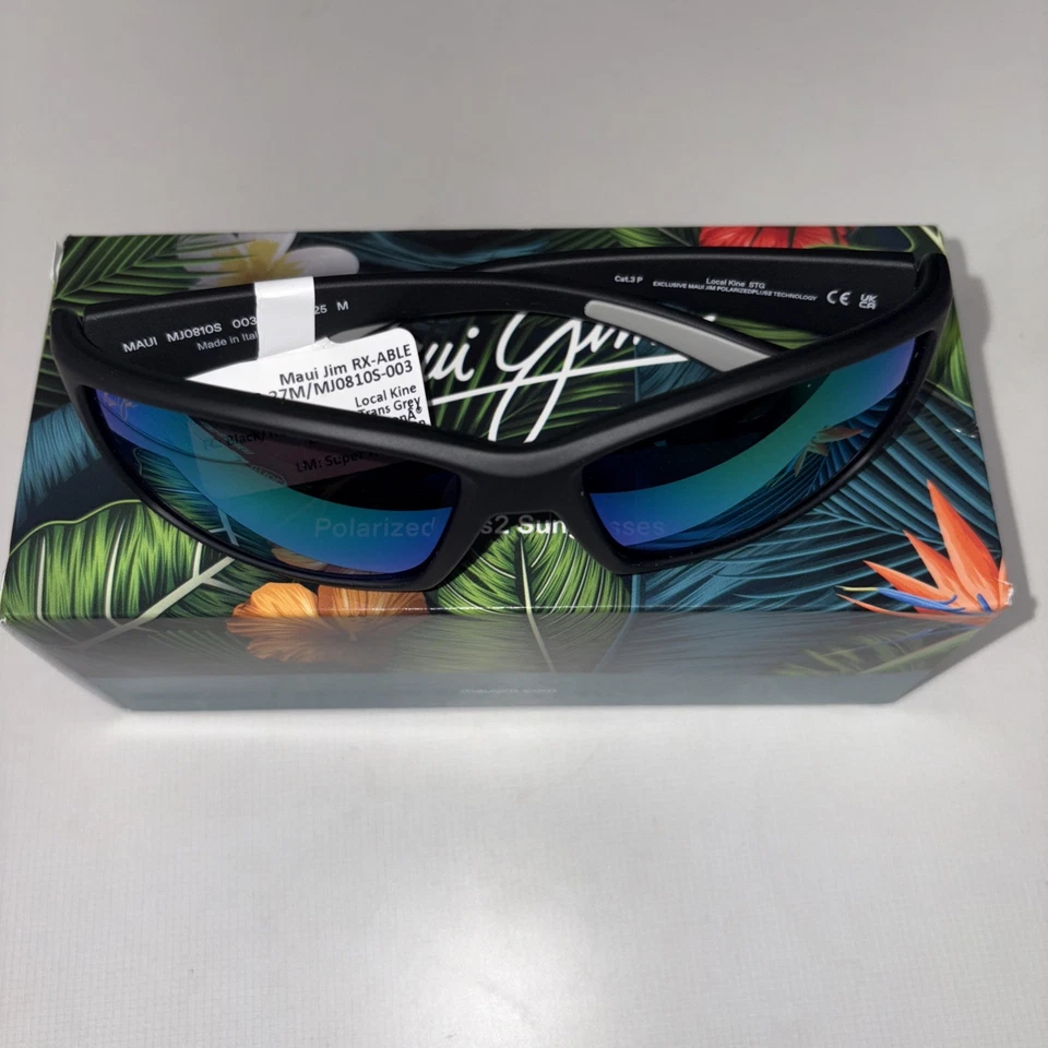 NUEVO Gafas de sol Maui Jim Local Kine GM810-27M negro mate con verde polarizado Foto 3 de 4