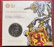 UK 2017 BUNC &pound;5 Pounds Coin ~ Queen's Beasts ~ Unicorn of Scotland ~ Unopened