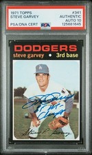 1971 Topps Steve Garvey ROOKIE Signed PSA Authentic GEM MINT 10 Auto Dodgers 341