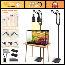 Adjustable Dual Reptile Lamp Stand with Flexible Brackets, 15.7"-74.3" Height, H