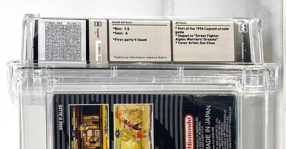 Street Fighter Alpha 2 Super Nintendo SNES New 1996 Factory Sealed WATA 7.5 A - Image 2 of 4