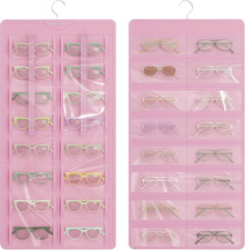 Hanging Sunglasses Organizer and Storage, Dual-Sided Sunglasses Case and Jewelry