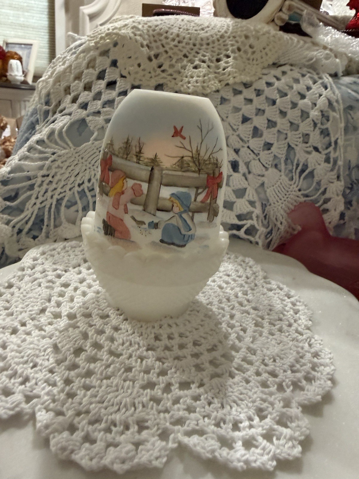 Fenton Hand painted Fairy Lamp