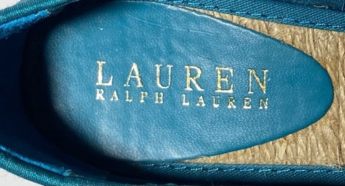 Lauren Ralph Lauren Cecilia Turquoise Aqua Blue Shantung Wedge espadrilles Sz 6 - Picture 4 of 11