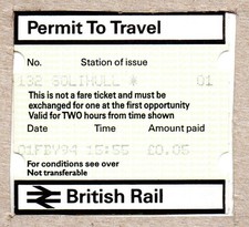 Solihull 01 - PERTIS Permit to Travel - West Midlands B91 - Centro