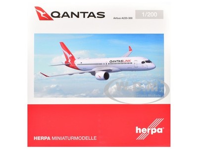 Herpa Snap-Fit Modellino Aereo QantasLink Airbus A220-300 - Flying Art Seriesminyma Kutjara Tjukurpa Miniatura In Scala 1200 Pezzo Da Collezione Modello Con Base Plastica 0
