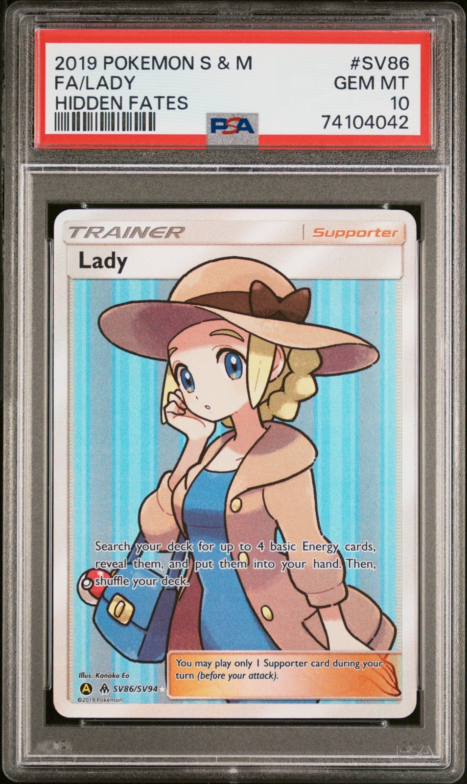 PSA 10 Lady SV86/SV94 Hidden Fates 2019 Shiny Vault Full Art Pokémon Card TCG