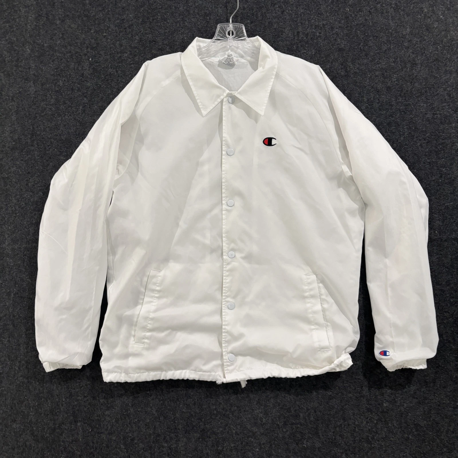 COACH Giacca Champion uomo grande bianca giacca a vento allenatore snap davanti logo ricamato