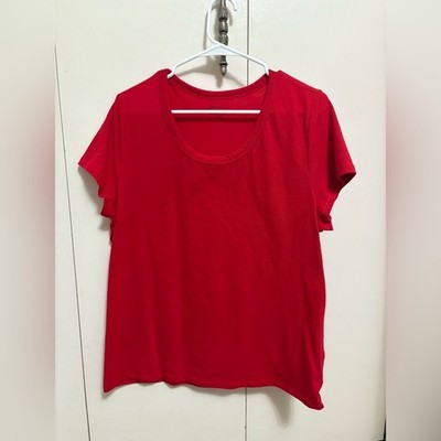 No Boundaries Woman Red Scoop Neck Short Sleeve Basic Tee Casual Top XXL