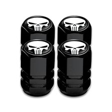 Pack-4 Skull Tire Valve Stem Caps Airtight Dust Proof Covers For 4 Pcs White