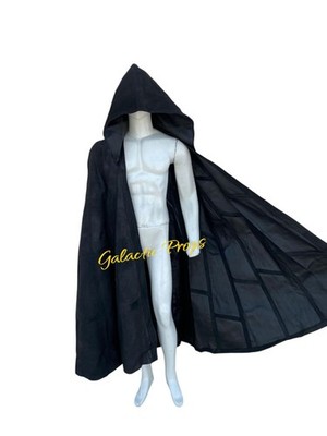 Kylo Ren Waxed Leather Cosplay Cape | Star Wars Black Hooded Cloak | Sith Costum