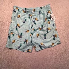 Old Navy Swim Trunks Mens Large Blue Pineapple Print 8" Inseam Board Shorts NWT