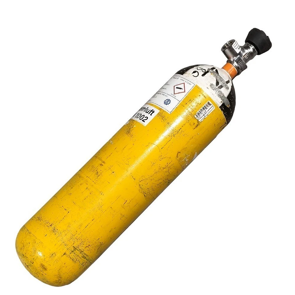 Atemluftflasche 6l 300 bar Atemluft Flasche (mit TÜV) Standfuß   Stahlflasche - Bild 4 von 4