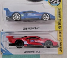 HOT WHEELS 2016 FORD GT RACE SET OF TWO VARIATIONS FROM HW SPEED GRAPHICS. 