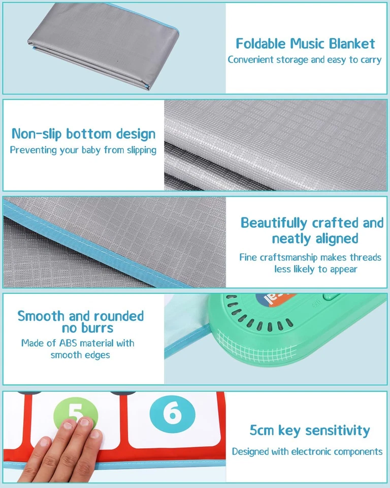 Tappetino Musicale per Bambini,Tappeto Musicale Danza per Bambinicon 9 Tastiere  - Immagine 4 di 4