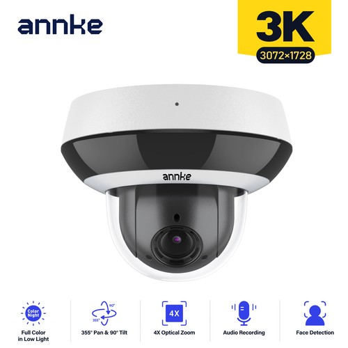 ANNKE CZ504P 5MP 4X Optical Zoom PoE PTZ Security IP Camera Outdoor Color Night