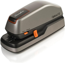Electric Stapler, 20 Sheet Capacity, Auto Manual, Plug In or Battery, Silver