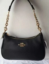 New C.oach Teri CA209 Fashion Women's Black Shoulder Bag Leather