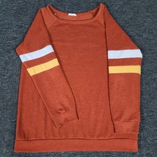 Chicsoul Top Women XL Burnt Orange Vtg Y2K USA Made Poly Stretch Casual Pullover
