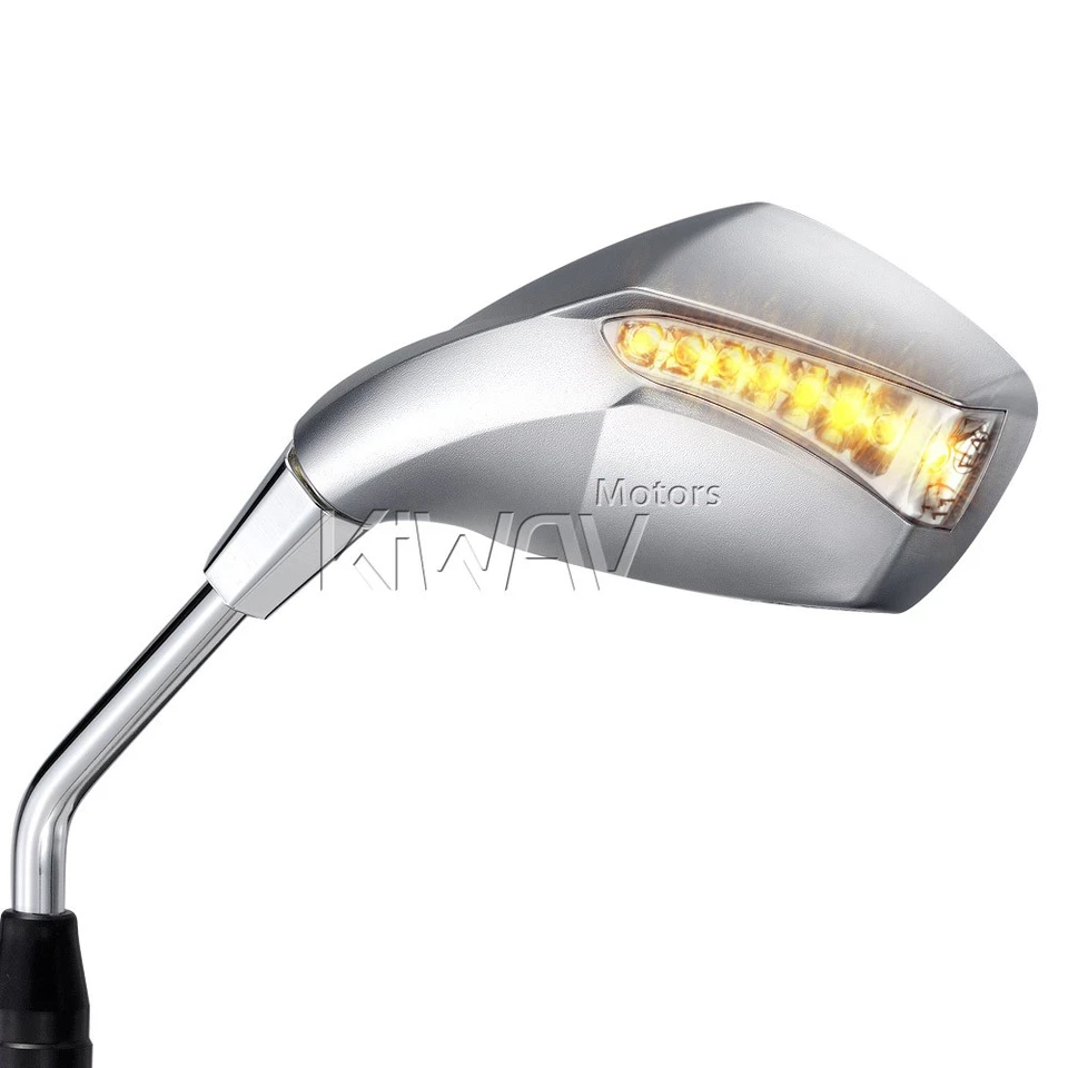 fist style chrome mirrors LED turn signals  8mm for bike scooter Honda Suzuki ε - Image 4 of 4