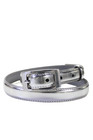 J Crew Women's Buckle Closure Leather Metallic Silver Skinny Belt Size S — photo 1
