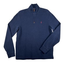 Polo Ralph Lauren Sweater Mens Small Navy Quarter Zip Mock Neck Knit Pullover