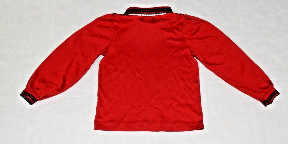 Camisa De Colección Niñas OshKosh Talla 5 Años 80 Roja Cuello Festoneado Margaritas Hecha en EE. UU. Foto 3 de 4