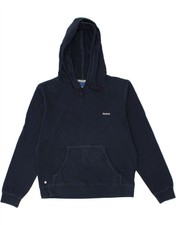 REEBOK Womens Hoodie Jumper UK 14 Large Navy Blue Cotton AV27
