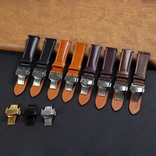 Leather Watch Band Deployment Clasp Buckle Real Watch Strap Men Quick Release