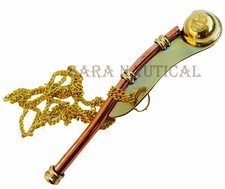 Brass Nautical Police Whistle Key chain Nautical Pipes Marine Neck Key chain gif