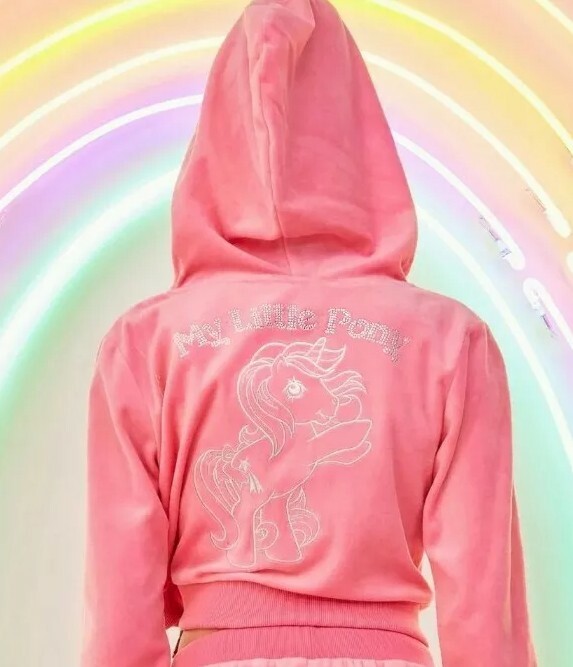 Bambole Kill x My Little Pony power pony rosa velluto giacca da pista XL nuova con etichette