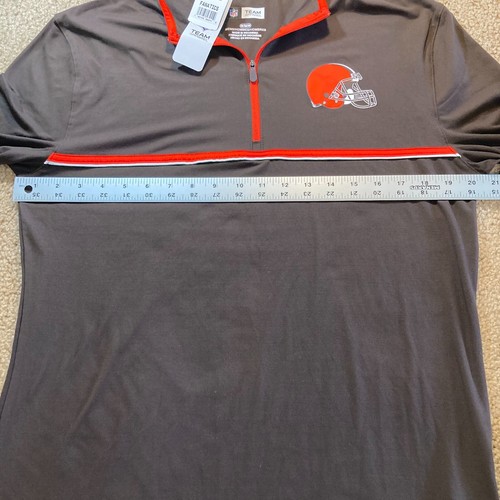 NEW Cleveland Browns NFL Team Apparel Mens Size M Pullover 1/4 Zip Brown Shirt - Picture 2 of 13