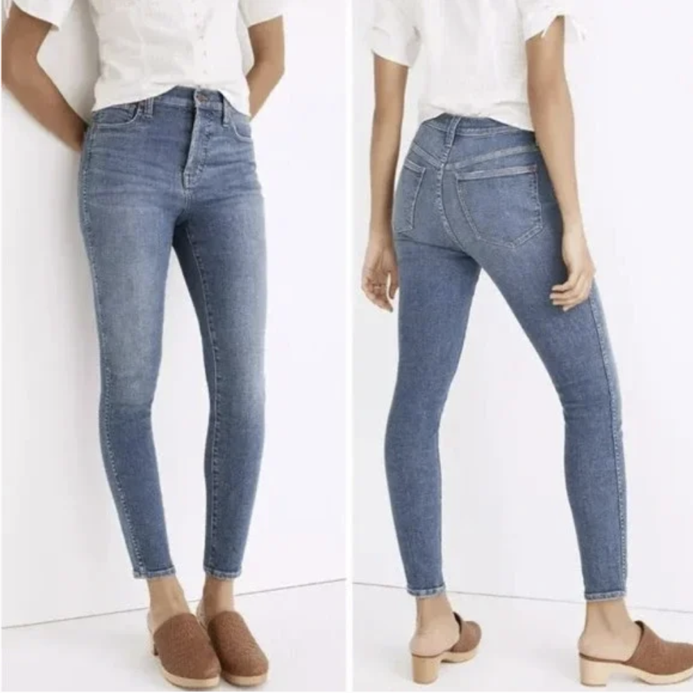 New Madewell 10-Inch High-Rise Skinny Crop Jeans in Bradfield Wash Size 25