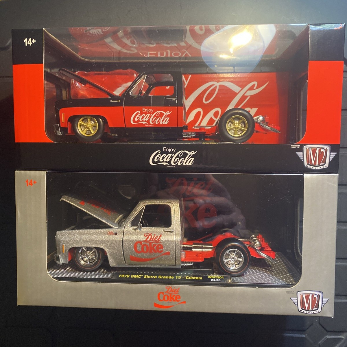 M2 Machines lot- 1/24-Coca Cola Chevy Cheyenne 10 & Diet Coke 1976