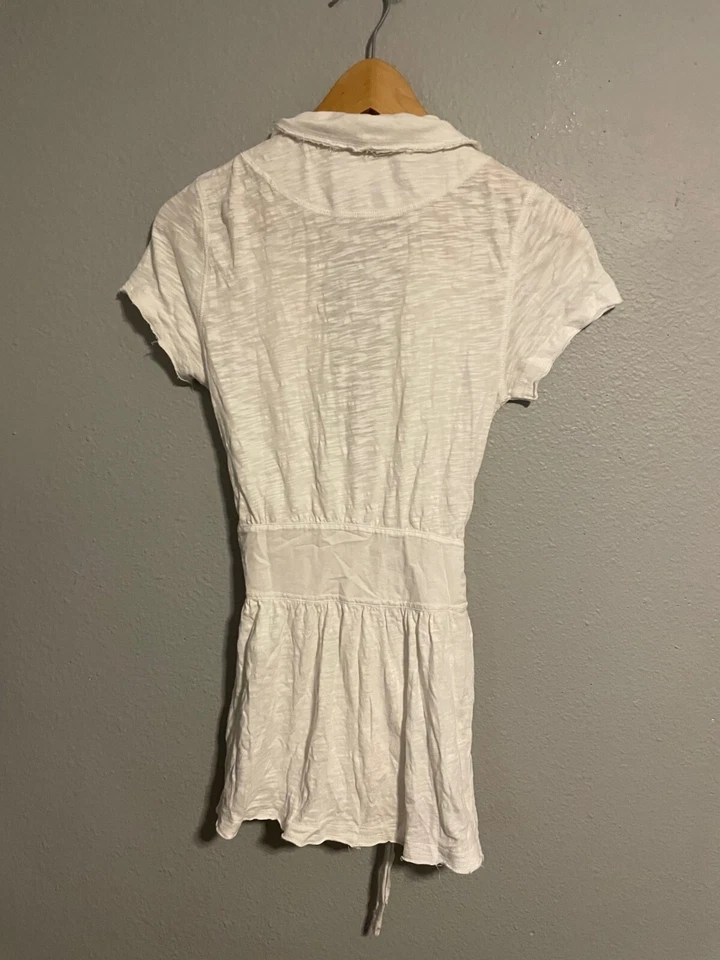 Женский топ Generra с запахом размер XS кремовая бахрома подол расслабленный Coastal Lagenlook - Изображение 4 из 4